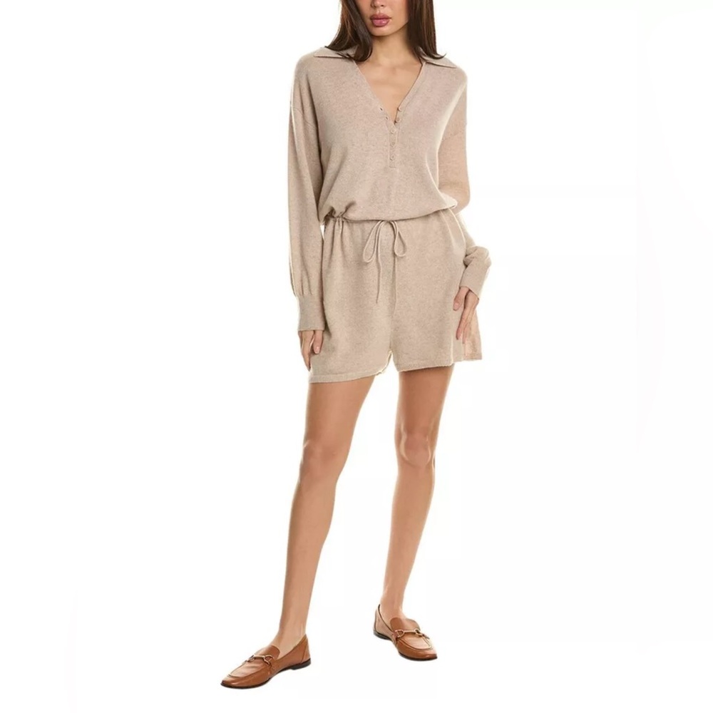 Sandro Marcie long-sleeved cashmere romper in beige